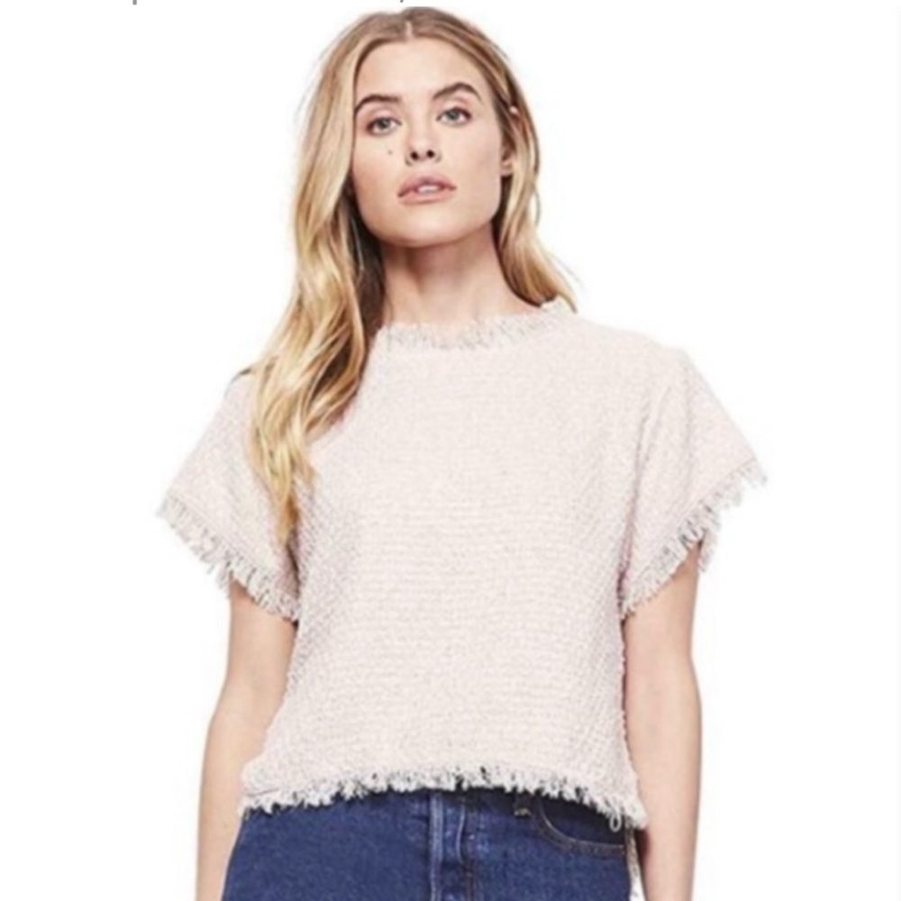 Cupcakes & Cashmere Justeen Tweed Frayed Top